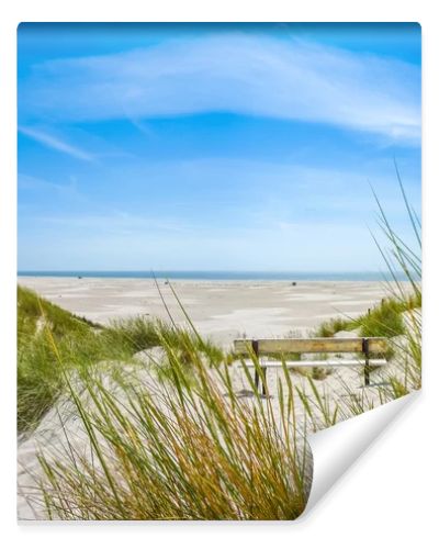 Beautiful dune landscape and long beach at North Sea