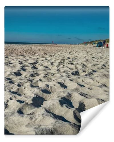 Coastal area in Lithuania Coastal scenery with sandy beach, dunes with marram grass and rough sea on a clear summer day with blue sky.