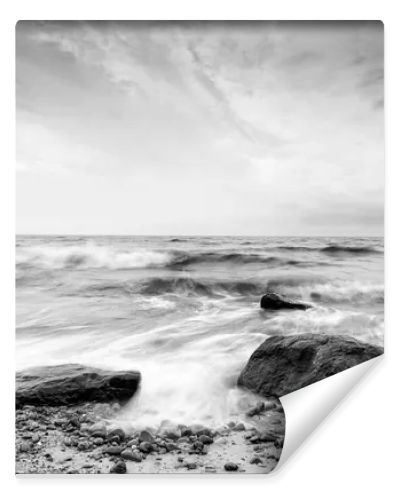 Natural landscape from the sea on a cloudy windy day.