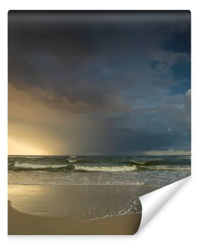 Natural landscape from the sea on a cloudy windy day.