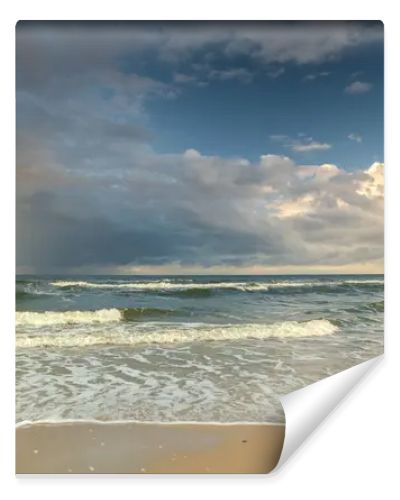 Natural landscape from the sea on a cloudy windy day.