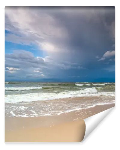 Natural landscape from the sea on a cloudy windy day.
