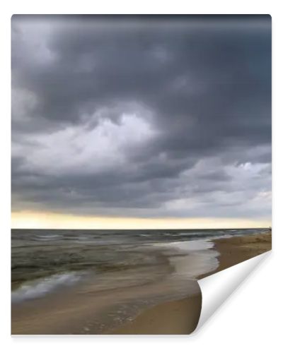 Natural landscape from the sea on a cloudy windy day.