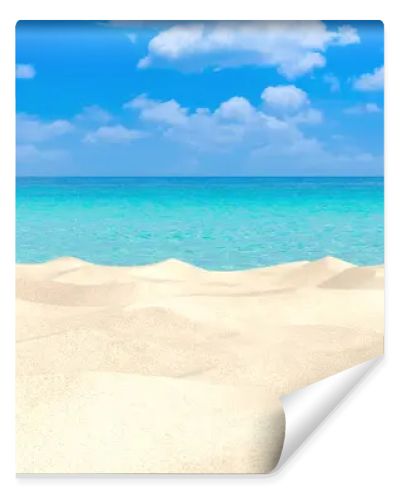 Tropical Beach with Clear Blue Sky and Soft White Sand Dunes