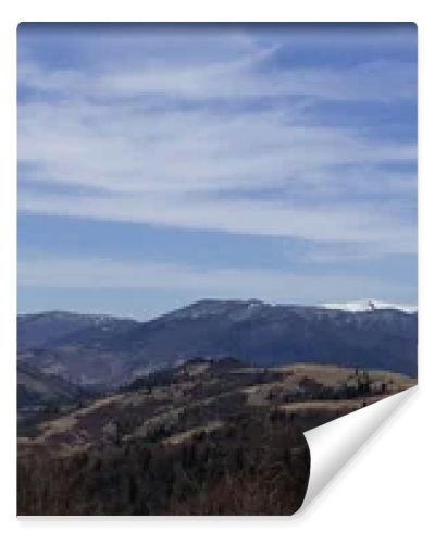 Scenic view of mountains and sky with clouds at daytime, banner 