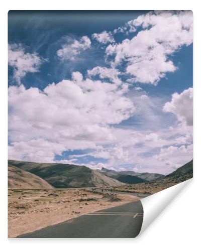 empty asphalt mountain road in Indian Himalayas, Ladakh region 