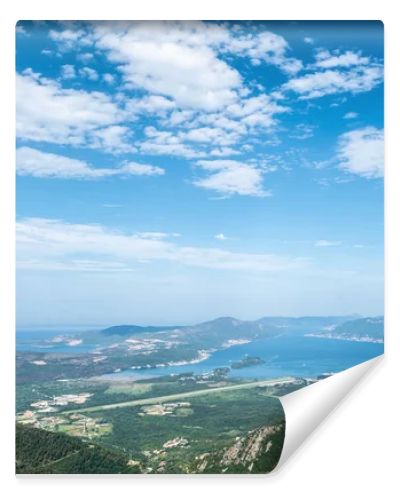 beautiful view on Kotor bay and blue cloudy sky in Montenegro