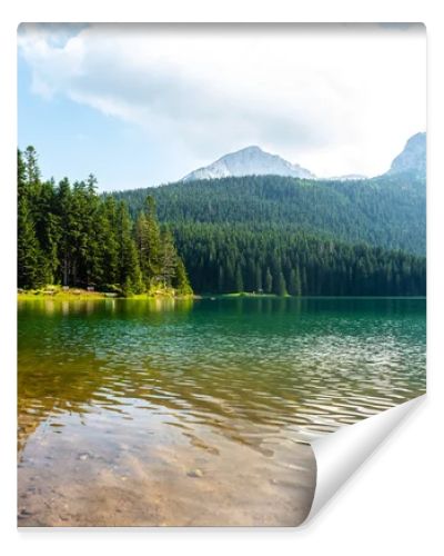 landscape of glacial Black Lake and mountains in Montenegro