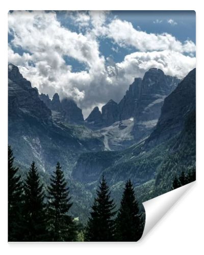 beautiful landscape with mountains and clouds in the dolomites