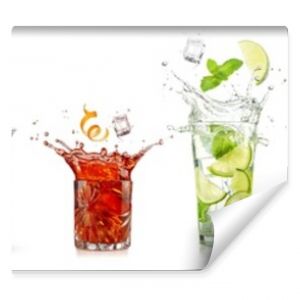 splashing cocktails collection isolated on white background.