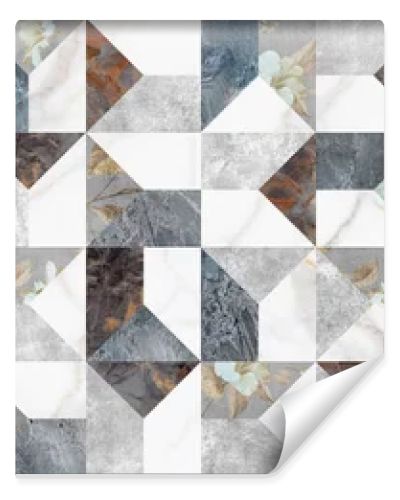 patchwork tiles pattern, geometric decor digital tile surface