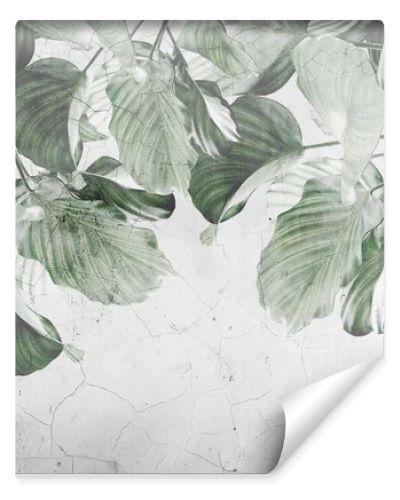 Tropical leaves and Trees Wallpaper design - 3D illustration