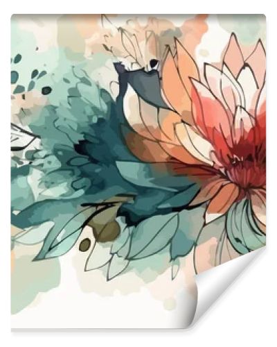 Beautiful tropical background. Creative watercolor flowers. Jungle plants. Vector illustration.