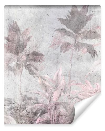 Tropical leaves and Trees Wallpaper design - 3D illustration