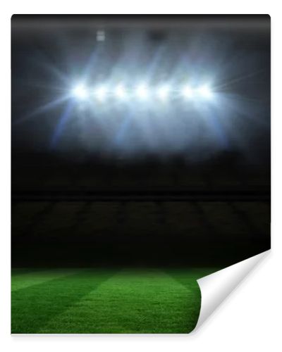 Football pitch under spotlights