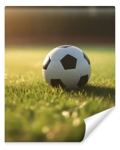 Soccer ball on grass field, sport concept.