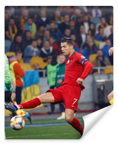 Kyiv, Ukraine - October 14, 2019: Cristiano Ronaldo of Portugal during UEFA EURO 2020 Qualifying game Ukraine vs Portugal at NSK Olimpiyskyi stadium