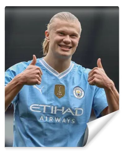 Erling Haaland  of Manchester City celebrates his goal to make it 1-0 during the Premier League match Manchester City vs Wolverhampton Wanderers at Etihad Stadium, Manchester, United Kingdom, 4th May 2024