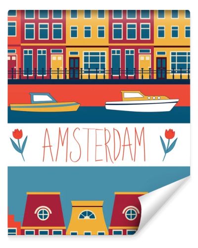 Colorful Amsterdam seamless pattern