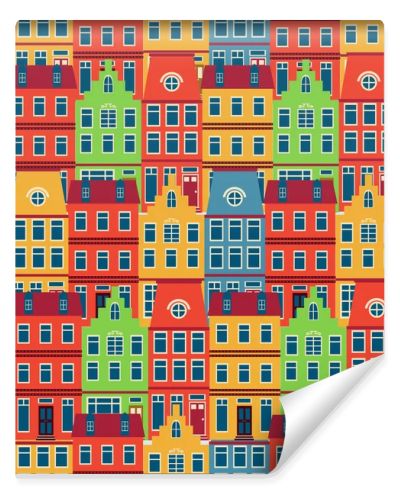 Amsterdam houses seamless pattern
