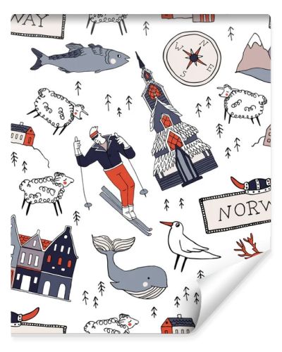 Norway seamless pattern. Travel Scandinavia concept