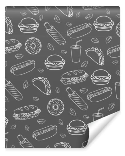 Trendy vector Fast Food pattern for cafe. 