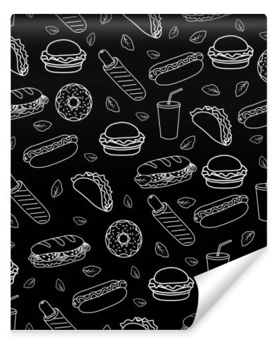 Trendy vector Fast Food pattern for cafe. 