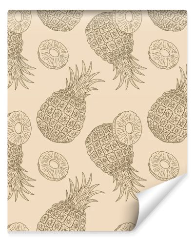 Hand drawn pine apple seamless pattern