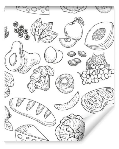 Hand drawn healthy food seamless pattern