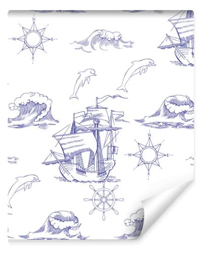 Nautical background with sailing vessels
