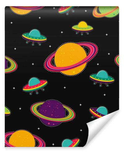 Space planet designs stitch patch seamless pattern