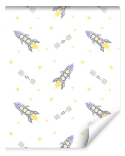 Seamless space pattern. Cosmos background. Doodle space illustration