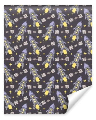 Seamless space pattern. Cosmos background. Doodle space illustration