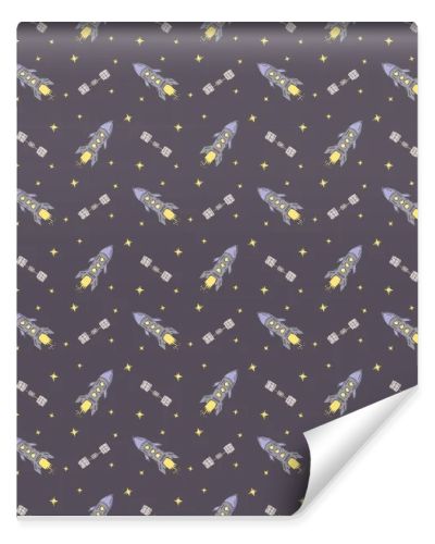Seamless space pattern. Cosmos background. Doodle space illustration