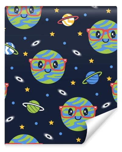 Earth cartoon vector pattern background.