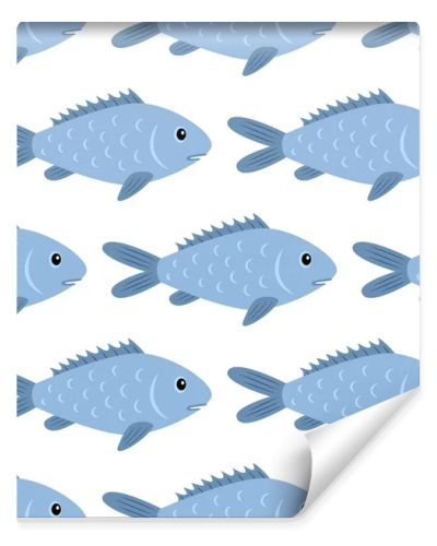 Fish seamless pattern. Nature and marine theme. Vector illustration
