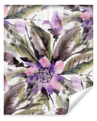 Seamless pattern with watercolor flowers