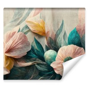 Flowers in the style of watercolor art. Luxurious floral elements, botanical background or wallpaper design, prints and invitations, postcards. Beautiful delicate flowers 3D illustration