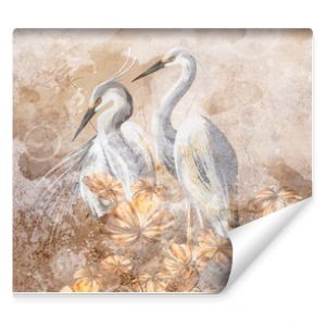 Photo wallpaper picture which depicts birds on a textured background, photo wallpaper