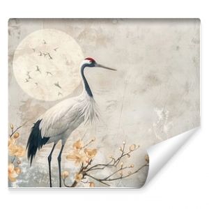 Elegant crane illustrations in Japanese style, subtle background patterns, artful and engaging designs , high resolution DSLR, 8K, high detailed, super detailed , ultra HD, 8K resolution , up32K HD