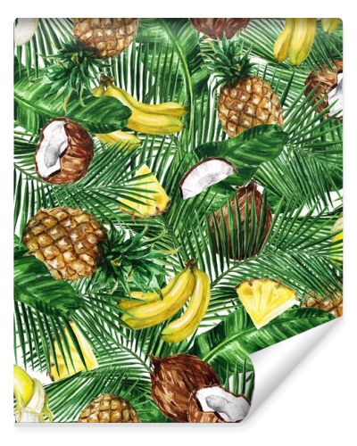 Watercolor Seamless pattern - Tropical Fruity background