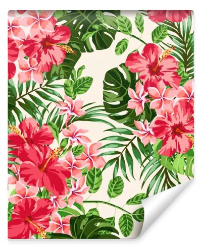 Tropical leaves and flowers