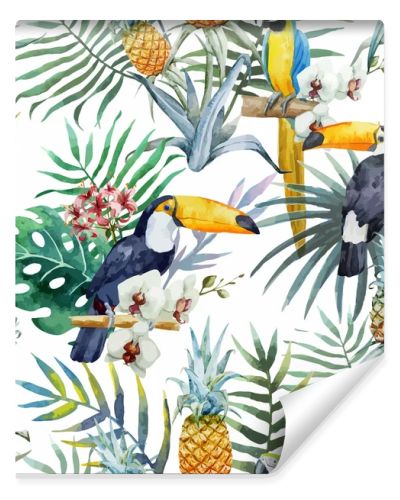 Watercolor tropical   pattern