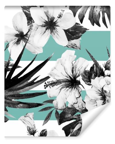 Watercolor hibiscus patterns