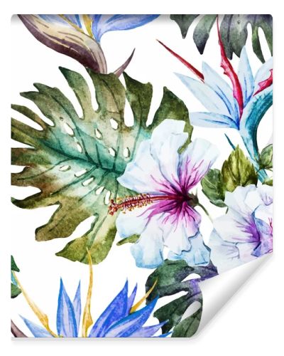 Watercolor hibiscus patterns