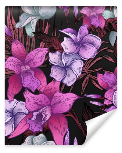 Vector vintage floral tropical seamless pattern