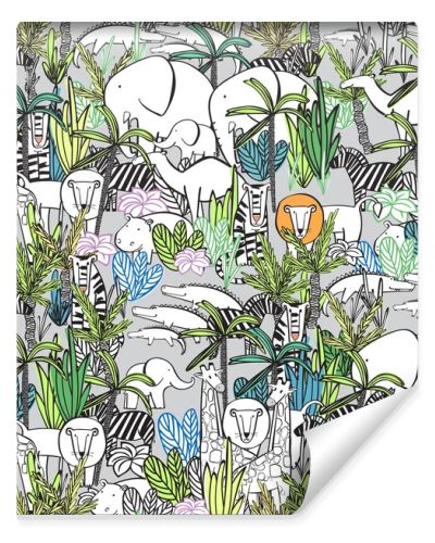 Wild animals in the jungle thickets. 