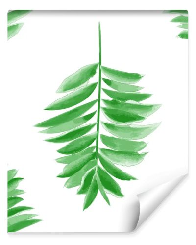 Watercolor palm leaf green vector