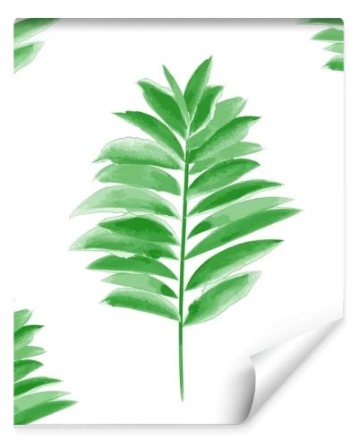 Watercolor palm leaf green vector