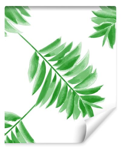 Watercolor palm leaf green vector